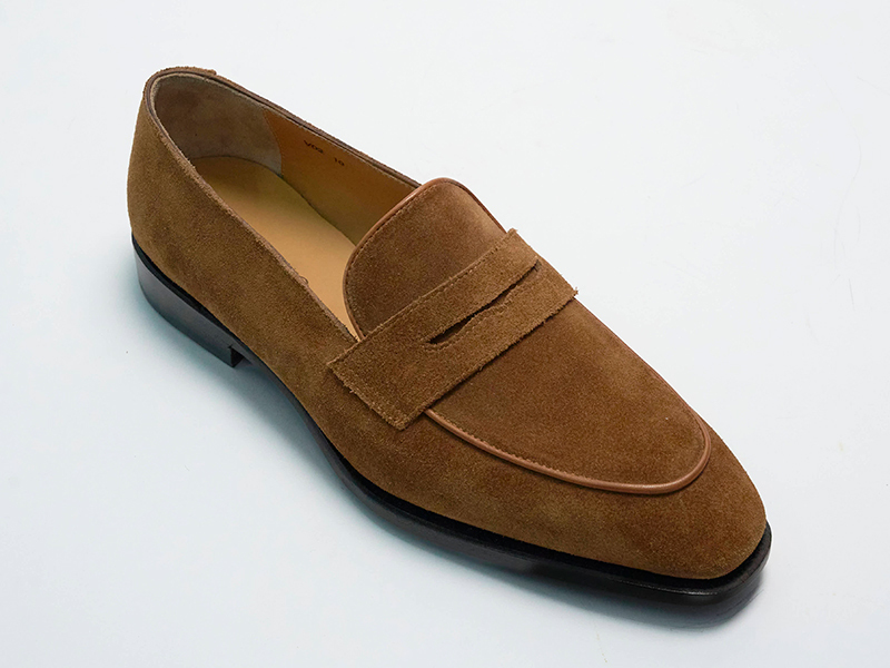 tobacco suede penny loafer custom shoe tobacco suede penny loafer custom shoe