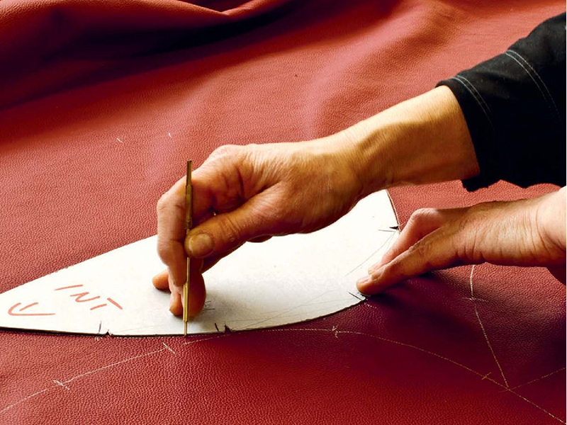 cutting leather for handmade shoes